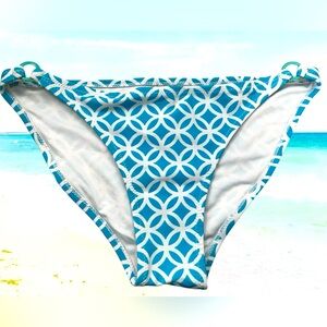 Geometric Blue & White Bikini Bottom